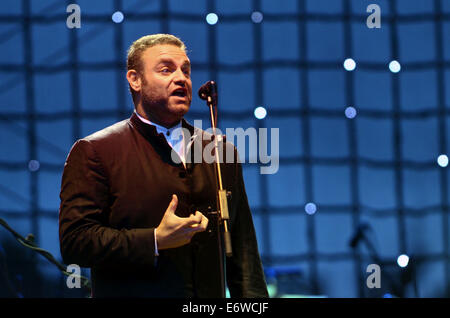 Prostejov, République tchèque. 31 août, 2014. Ténor Maltais Joseph Calleja effectue lors de concert en plein air à l'intérieur de l'Hana Opera Festival, Prostejov, République tchèque, le 31 août 2014. Credit : Vladislav Galgonek/CTK/Alamy Live News Banque D'Images