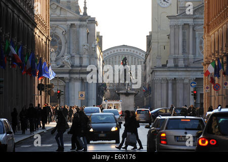 Via Roma, Turin, Piémont, Italie Banque D'Images