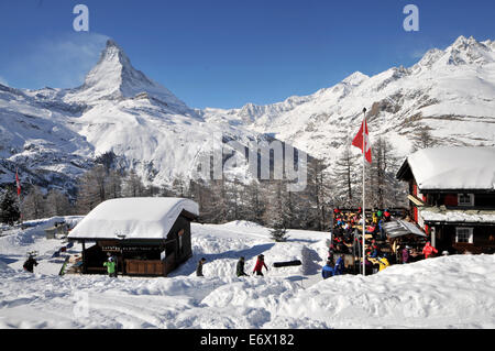 Riffelberg à dans la station de ski de Zermatt Matterhorn avec en arrière-plan, Valais, Suisse Banque D'Images