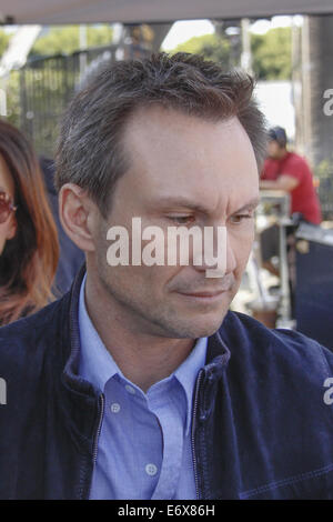 Christian Slater et Steve Zahn vu à Universal Studios où ils sont interviewés par Maria Menounos pour l'émission de télévision extra. Avec : Christian Slater Où : Universal City, California, United States Quand : 24 Mars 2014 Banque D'Images