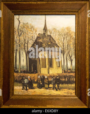 Pays-bas, Nuenen, Village de Vincent van Gogh, musée appelé Vincenter. Réplique de la peinture de l'Église Réformée hollandaise Banque D'Images