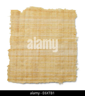 Brun Jaune déchiré Papier Papyrus isolé sur fond blanc. Banque D'Images