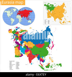 Carte de l’Eurasie Banque D'Images