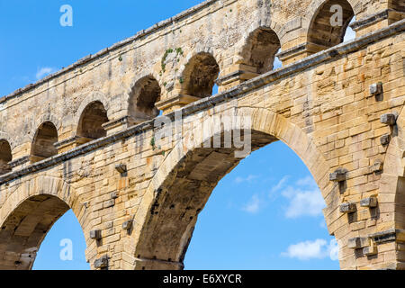 Aqueduc romain du Pont du Gard, Gard, Languedoc, France Banque D'Images