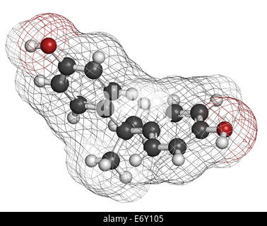 Le bisphénol A (BPA), molécule de polluants en plastique. Souvent des produits chimiques présents dans les plastiques en polycarbonate, a provoquer des œstrogènes. Banque D'Images