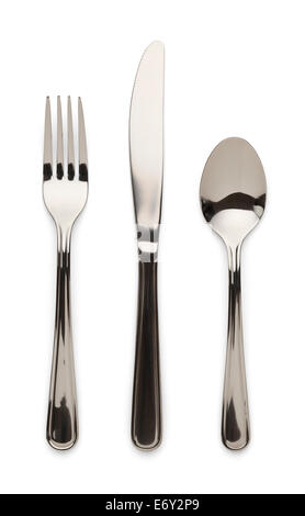 Couteau de Table Ware fourchette et cuillère isolé sur fond blanc. Banque D'Images
