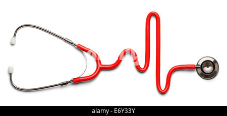 Stéthoscope dans la forme d'un battement de coeur sur un ECG. Banque D'Images