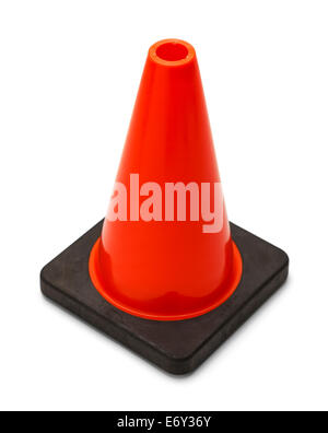 Seul Orange road Cone isolé sur fond blanc. Banque D'Images