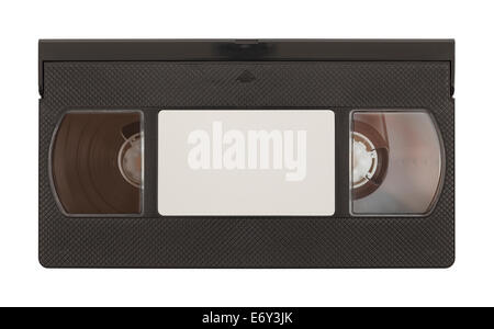 Cassette vidéo VHS avec copie espace isolé sur fond blanc. Banque D'Images