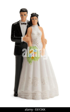 Wedding Cake Topper isolé sur fond blanc. Banque D'Images