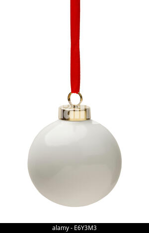 Ampoule de Noël blanc avec copie espace isolé sur fond blanc. Banque D'Images