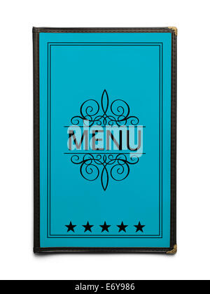 Restaurant Menu générique bleu avec cinq étoiles isolé sur fond blanc. Banque D'Images