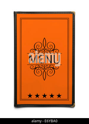 Restaurant Menu générique orange avec cinq étoiles isolé sur fond blanc. Banque D'Images