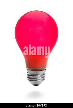 Ampoule Rouge isolé sur fond blanc. Banque D'Images