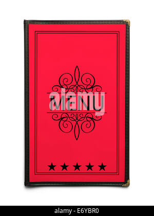 Restaurant Menu générique rouge avec cinq étoiles isolé sur fond blanc. Banque D'Images