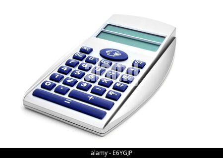 Calculatrice electronique convertisseur euro et sur un fond blanc Banque D'Images