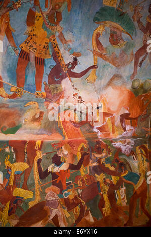 Mexique, Ville de Mexico, Musée National d'Anthropologie, reproduction de Bonampak fresques, Salle 2 Banque D'Images