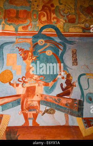 Mexique, Ville de Mexico, Musée National d'Anthropologie, reproduction de Bonampak fresques, Salle 3 Banque D'Images