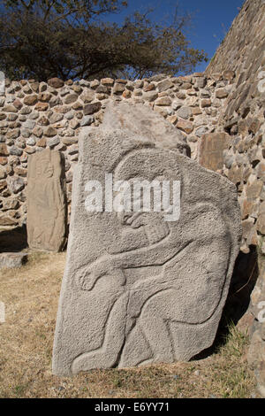 Mexique, Oaxaca, Monte Alban, Galerie des danseurs (les répliques, les originaux se trouvent dans le musée de Monte Alban) Banque D'Images