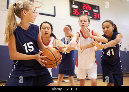 L'équipe de basket-ball féminin High School joue une partie de Banque D'Images