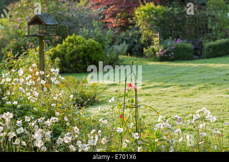 Fleurs de pois grimpant un obélisque d'acier. Banque D'Images