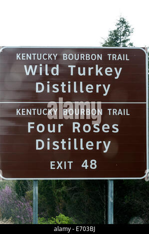 Signalisation routière pour Kentucky Bourbon Trail Banque D'Images