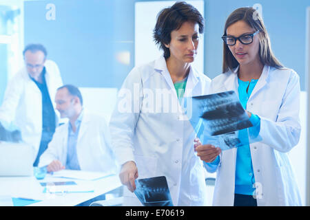 Deux médecins looking at x-rays Banque D'Images