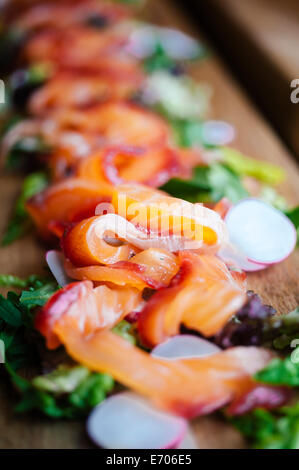 Salade de saumon Gravlax, Close up Banque D'Images