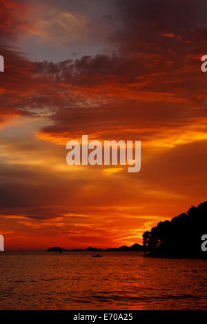 Coucher de soleil sur Cavtat, Konavle, Dubrovnik-Neretva County, Italy, Europe Banque D'Images