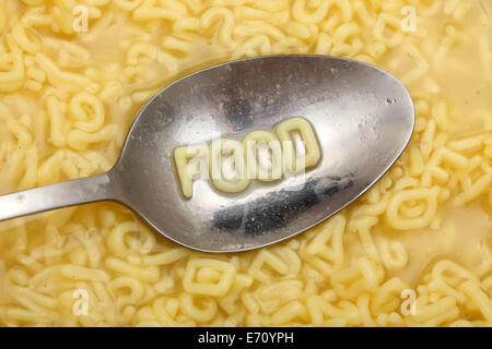 Lettres Alphabet cuillère à préciser 'food'. Soupe à l'alphabet des pâtes. Libre. Banque D'Images