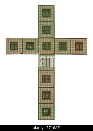 Croix faite de vieux et sale microprocesseurs Banque D'Images