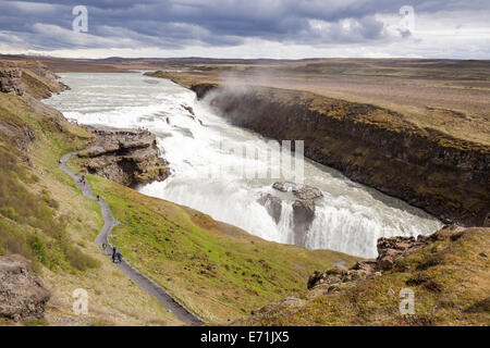 Cascade de Gullfoss Gullfoss et Gorge, sur la rivière Hvita, sud-ouest de l'Islande Banque D'Images