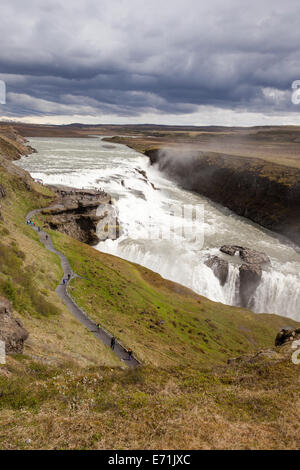 Cascade de Gullfoss Gullfoss et Gorge, sur la rivière Hvita, sud-ouest de l'Islande Banque D'Images