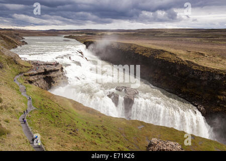 Cascade de Gullfoss Gullfoss et Gorge, sur la rivière Hvita, sud-ouest de l'Islande Banque D'Images