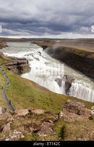 Cascade de Gullfoss Gullfoss et Gorge, sur la rivière Hvita, sud-ouest de l'Islande Banque D'Images