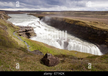 Cascade de Gullfoss Gullfoss et Gorge, sur la rivière Hvita, sud-ouest de l'Islande Banque D'Images