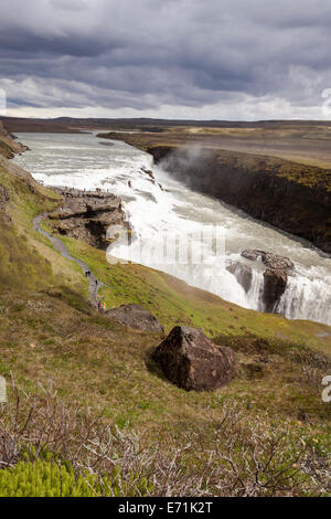 Cascade de Gullfoss Gullfoss et Gorge, sur la rivière Hvita, sud-ouest de l'Islande Banque D'Images