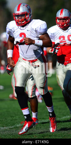 Albuquerque, Nouveau Mexique, USA. Sep, 2014 3. JOURNAL OFFICIEL090314. L'UNM Lobo linebacker Kimmie Carson, # 2 est visible pendant la pratique . Photographié le mercredi 3 septembre 2014. /Adolphe Pierre-Louis/Journal. © Adolphe Pierre-Louis/Albuquerque Journal/ZUMA/Alamy Fil Live News Banque D'Images