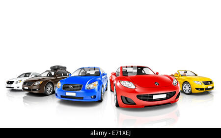 Studio Shot of Cars in a Row Banque D'Images