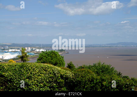 Vue sur Canal de Bristol de Penarth Head, Vale of Glamorgan, Pays de Galles, Royaume-Uni. Banque D'Images