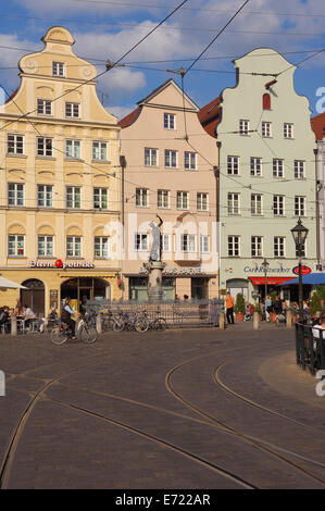 Augsbourg, place du marché, Moritzplatz, rue Maximilianstrasse, Maximilien, Romantische Strasse, Route Romantique, Bavière, souabe, Banque D'Images