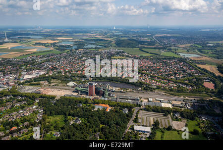 Vue aérienne, Zeche Friedrich Heinrich 1-2 Colliery, Kamp-Lintfort, Rhénanie du Nord-Westphalie, Allemagne Banque D'Images