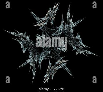 Le givre blanc ou cristal de neige sur un fond noir. Banque D'Images