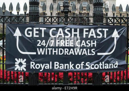 Signe de trésorerie à l'extérieur de la Royal Bank of Scotland, des bureaux à St Andrew Square, Édimbourg Banque D'Images