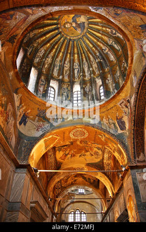 L'un des dômes à Chora Church, avec une belle mosaïque de Jésus Christ ('Pantokrator'), Istanbul, Turquie Banque D'Images