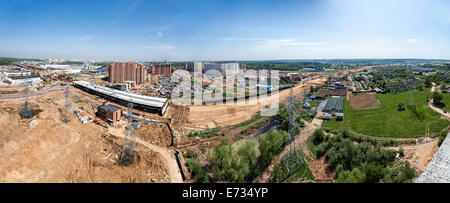 Vue aérienne du chantier de construction routière dans Moscow, Russie Banque D'Images