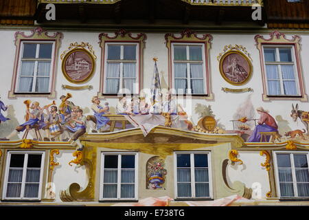 Les célèbres maisons peintes d'Oberammergau, en Bavière, Allemagne, Europe Banque D'Images