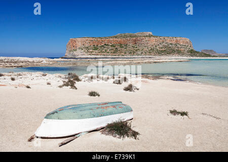 La baie et la plage de Balos, péninsule de Gramvousa, Crète, îles grecques, Grèce, Europe Banque D'Images