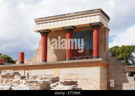 Palais Minoen, Palais de Knossos, Entrée Nord, Iraklion (Heraklion) Herklion, Crète, îles grecques, Grèce, Europe Banque D'Images