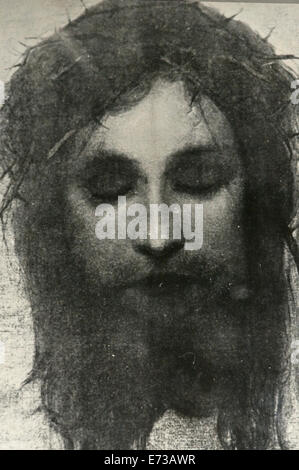 Portrait de l'icône avec couronne d'Épines du Seigneur crucifié Jésus Christ. Église orthodoxe de Sevlievo en Bulgarie. L'Art religieux Banque D'Images